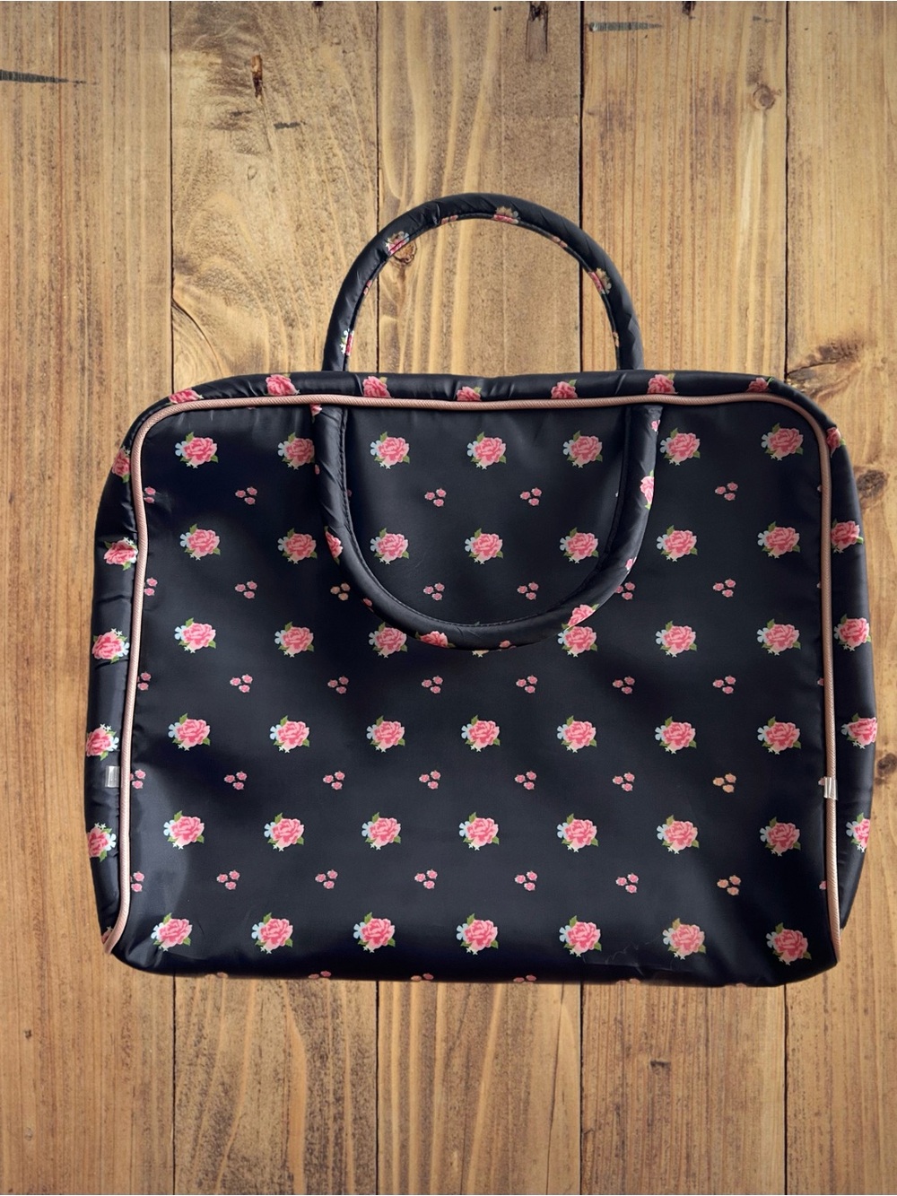 Navy Blue Pink Flower Travel Toiletry Kit